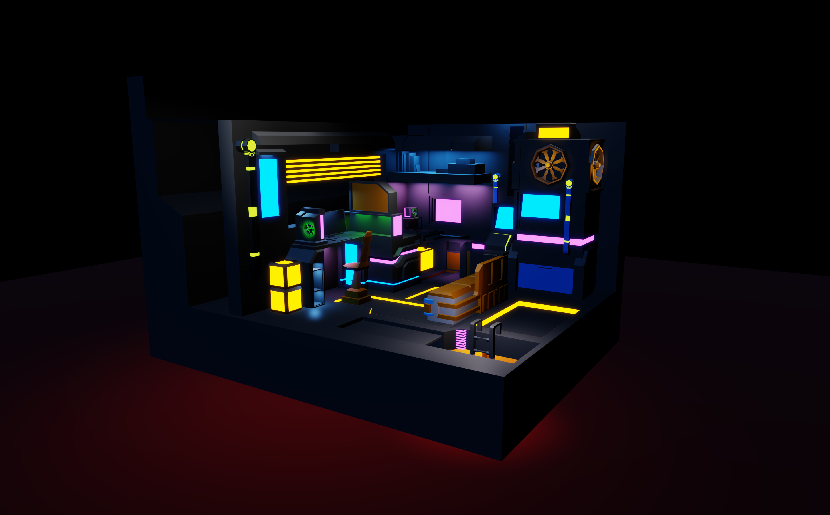 Low Poly Funky Tech Room preview image 1
